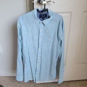 Men's Linen Long Sleeve Shirt - Light Blue - Medium